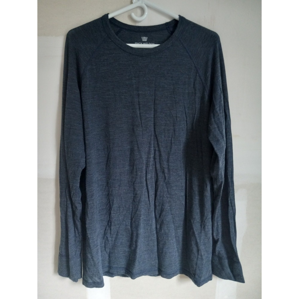 MACK WELDON Mens Navy Merino Wool Modal Cashmer Baselayer Outdoor Pullover XL